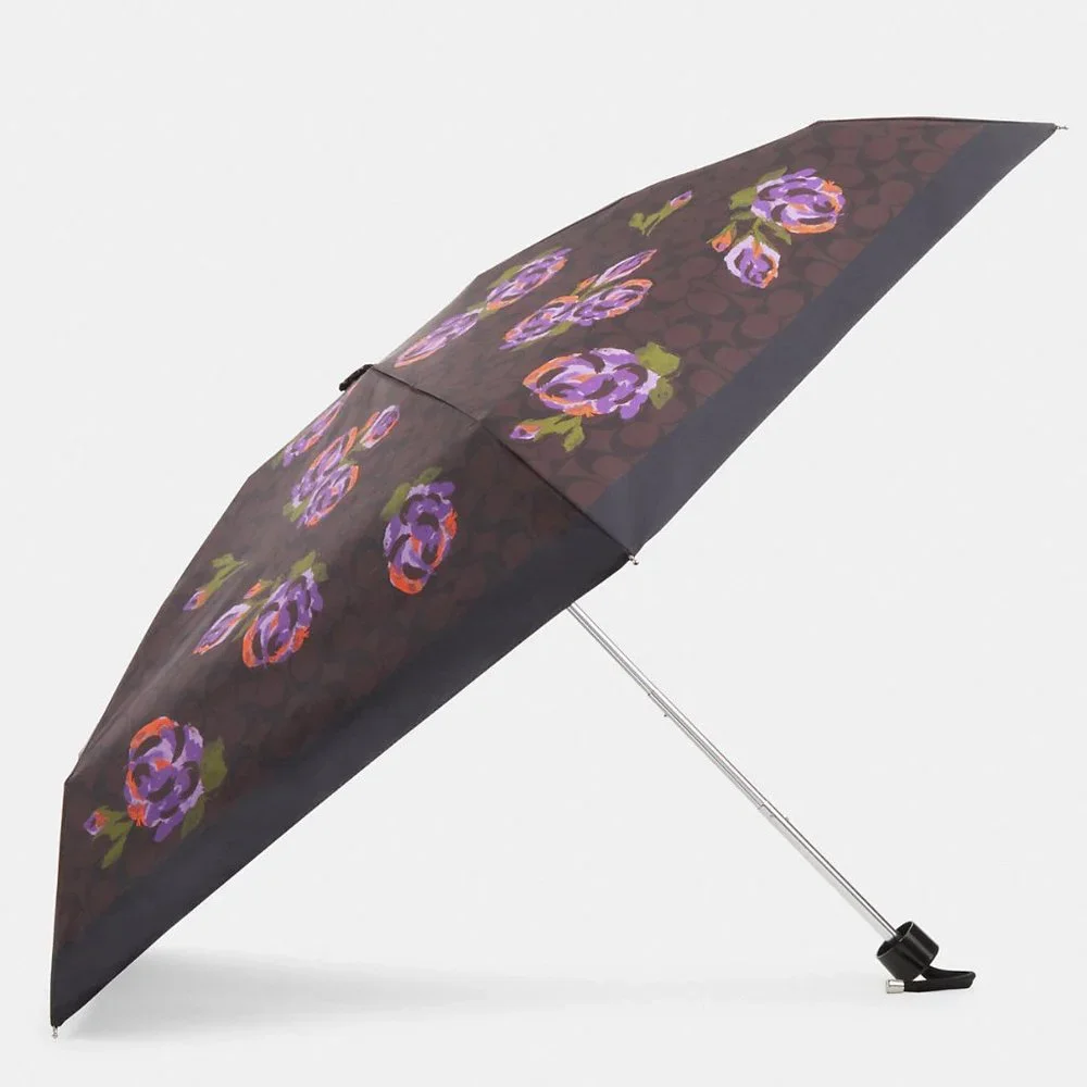 🌸 Coach Mini Umbrella In Signature Rose Print